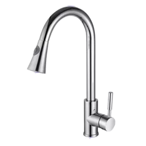 Single Handle Swivel Spout Kitchen Faucet with Chrome Finish