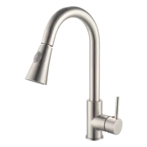 Swivel Spout Single Handle Kitchen Faucet with Brushed Nickel Finish