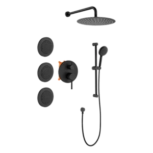 5-Spray Patterns with Wall Mount Dual Shower Heads in Matte Black