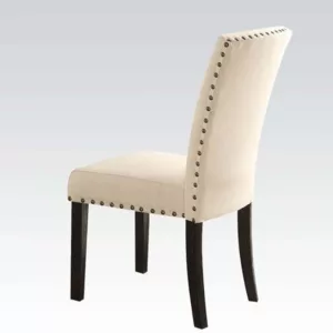 Modern Dark Oak Set of 2 Linen Chair of Wooden Frame And Legs For Dining Room