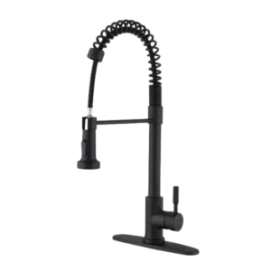 Pull Down Sprayer Spring Kitchen Sink in Matte Black