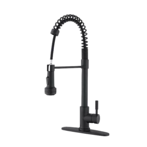 Single Handle Single Lever Pull Down Sprayer Spring Kitchen Sink Faucet in Matte Black