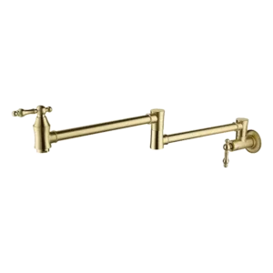 Wall Mount Pot Filler Kitchen Faucet with  Brushed Gold Finish