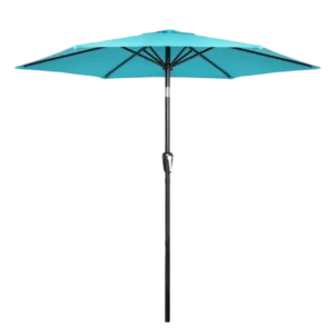 Patio Sun Umbrella With Push Button Tilt And Crank Beach Umbrella Outdoor Furnitures in Blue Color