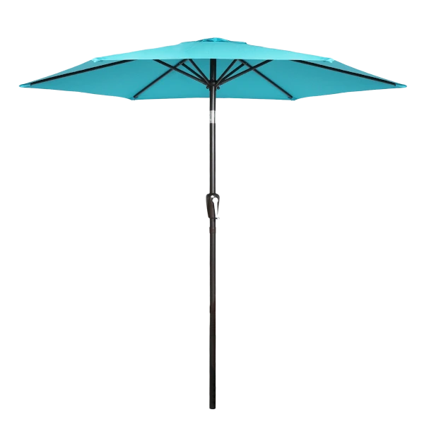 Patio Sun Umbrella With Push Button Tilt And Crank Beach Umbrella Outdoor Furnitures in Blue Color