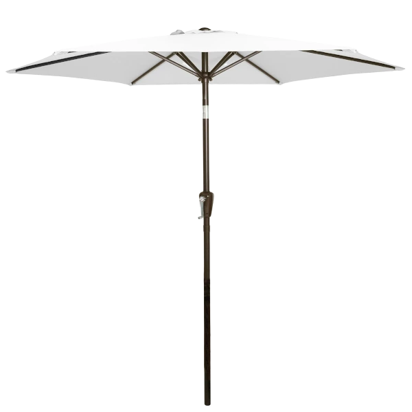 Patio Sun Umbrella With Push Button Tilt And Crank Beach Umbrella Outdoor Furnitures in Gray Color