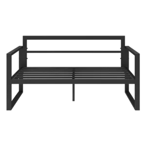 2-Seat All-Weather Outdoor Black Couch Chair with Gray Cushions