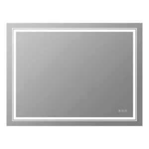 23 in. W x 35 in. H Framed Type Wall Rectangular Mirror Alloy Metal Bathroom Vanity Mirror in Silver