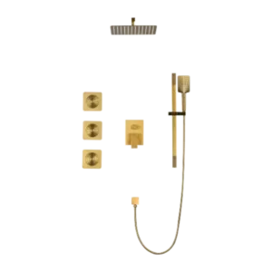 Shower System with Shower Head, Hand Shower, Slide Bar, Bodysprays, Shower Arm, Hose, Valve Trim, and Lever Handles