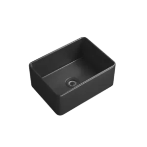 24 in. Single Bowl Apron Front Fireclay Kitchen Sink in Black