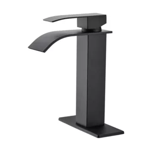 Waterfall Spout Bathroom Faucet, Single Handle Bathroom Vanity Sink Faucet