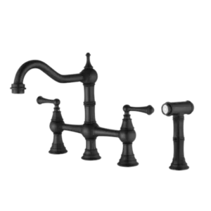 Bridge Dual Handles Kitchen Faucet With Pull-Out Side Spray