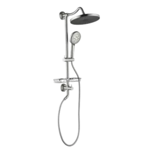 ShowerSpas Shower System, with 10" Rain Showerhead, 4-Function Hand Shower, Adjustable Slide Bar and Soap Dish, Brushed Nickel Finish