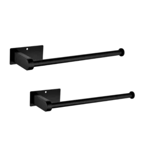 2 Pack Paper Towel Holder Wall Mount, Black Paper Towel Holder Under Cabinet, Self Adhesive Paper Towel Holders, Kitchen Towel Holder for Kitchen Organization and Storage (12inch, 2 Pack)