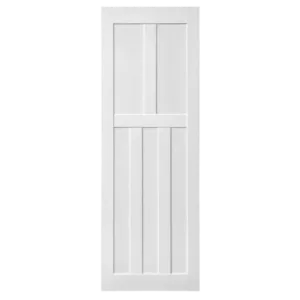 ELF 30" x 80" Five Panel Real Primed Door Slab + 6.6FT Barn Door Sliding Hardware + Adjustable Floor Guider + Pull Handle, DIY Unfinished Paneled Door, Modern Interior Barn Door, Moisture-proof
