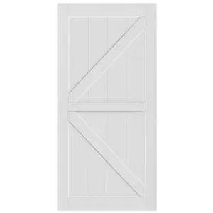 ELF 24" x 84" "K" Style Real Primed Door Slab + 6.6FT Barn Door Sliding Hardware + Adjustable Floor Guider + Pull Handle, DIY Unfinished Paneled Door, Modern Interior Barn Door, Moisture-proof