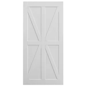 ELF 28" x 84" Star Style Real Primed Door Slab + 6.6FT Barn Door Sliding Hardware + Adjustable Floor Guider + Pull Handle, DIY Unfinished Paneled Door, Modern Interior Barn Door, Moisture-proof