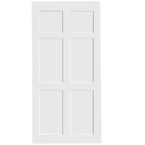 ELF 30" x 80" Six Paneled Real Primed Door Slab + 6.6FT Barn Door Sliding Hardware + Adjustable Floor Guider + Pull Handle, DIY Unfinished Paneled Door, Modern Interior Barn Door, Water-proof