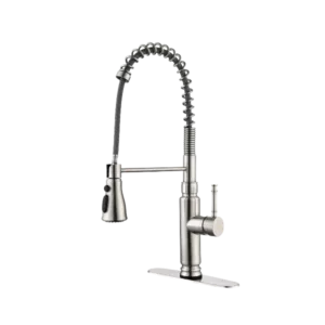 Single Handle Pull Down Sprayer Spring Kitchen Faucet in Brushed Nickel