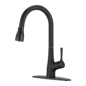 Single Handle Pull Down Kitchen Sink Faucet in Matte Black