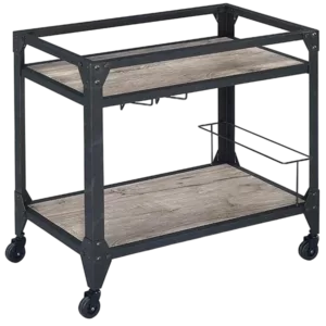 ACME Jorgensen Serving Cart, Rustic Oak & Charcoal