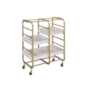 ACME Vorrik Serving Cart, Gold & White-Washed
