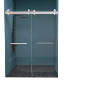 Frameless Double Sliding Shower, 69" - 72" Width, 79" Height, 3/8" (10 mm) Clear Tempered Glass, , Designed for Smooth Door with Clear Tempered Glass and Stainless Steel Hardware Brushed Nickel