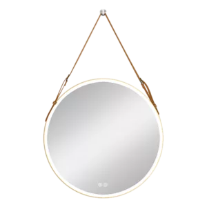 24 in. W x 24 in. H Round Aluminum Framed LED Light with Anti-Fog Wall Mount Bathroom Vanity Mirror in Gold