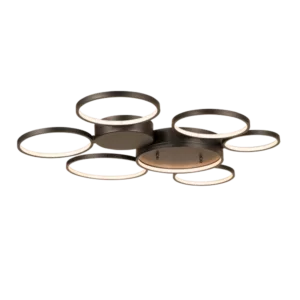 72Watt Black Integrated LED Ceiling Light Fixtures 6 Rings Pendant For Indoor
