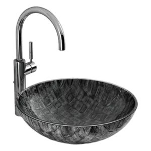 Gray Ceramic Circular Bathroom Vessel Sink