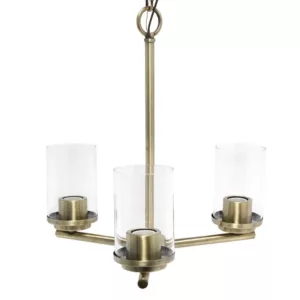 15"L x 15"W Modern 3-Light Clear Glass and Metal Hanging Chandelier For Indoor