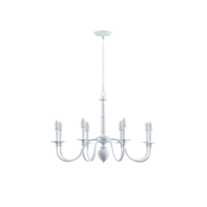 8-Light Traditional Metal Chandelier in White with Adjustable Height For indoor