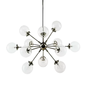 12-Light Silver Chandelier with Clear Glass Shade For Indoor
