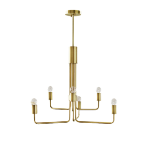 6-Light Metal Hanging Chandelier with Adjustable Height For Indoor