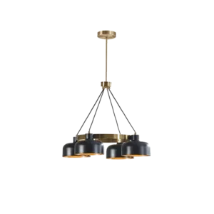 4-Light Metal Chandelier Light with Matt Black Shade and  Adjustable Height For Indoor
