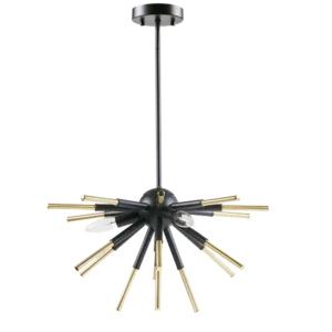 3-Light Spiked Chandelier in Gold and Black  with Adjustable Height For Indoor