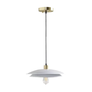 2-Tier Layered Shade Pendant Light with White and Gold Finish For Indoor
