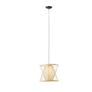 Aria Geometric Bamboo Pendant Light with Bamboo Shade For Indoor
