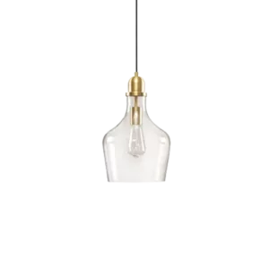 Bronze Auburn Bell Shaped Glass Pendant Light with Clear Glass Shade For Indoor