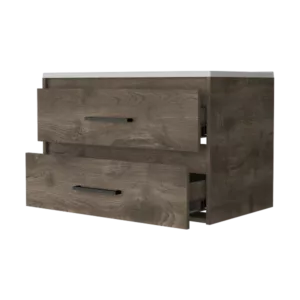 Lafayette 2-Drawer Wall Mounted Bathroom Vanity in Dark Brown and White
