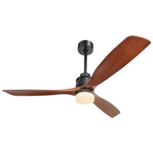 60 in. Integrated LED Indoor Brown DC Motor Ceiling Fan with Solid Wood Blades (3-Pieces)