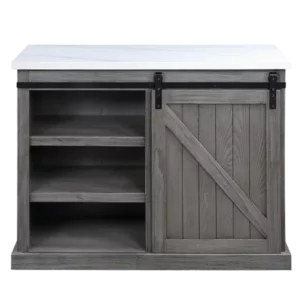 ACME Gauri Kitchen Island in Marble Top Top & Gray Oak Finish