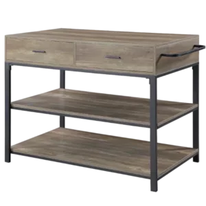 ACME Macaria Kitchen Island, Rustic Oak & Black Finish
