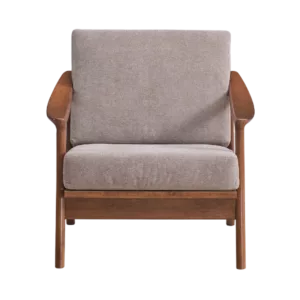 Modern Light Brown Fabric Accent Chair of Wooden Frame & Legs  With Brown Finish Ideal For  Living Room Bedroom.