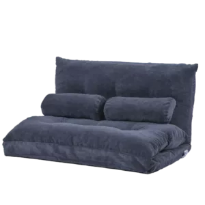 Metal frame Antique Navy Adjustable Folding Futon Sofa For Reading , Sleeping, Video Gaming with Two Pillows