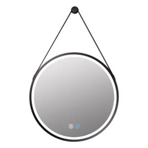 28 in. W x 28 in. H Round Stainless Steel Framed Dimmable Wall Bathroom Vanity Mirror in Black