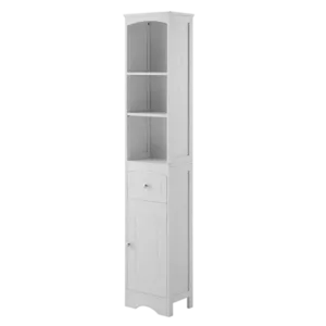 Tall Bathroom Cabinet, Freestanding Storage Cabinet with Drawer, MDF Board, Adjustable Shelf, White