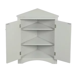 Gray Triangle Bathroom Storage Cabinet with Adjustable Shelves, Freestanding Floor Cabinet for Home Kitchen