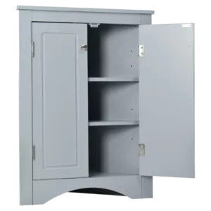 Blue Triangle Bathroom Storage Cabinet with Adjustable Shelves, Freestanding Floor Cabinet for Home Kitchen