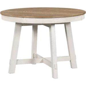 Modern Oak Natural Wood And Antique White Round Extendable Dining Table For Dining Room